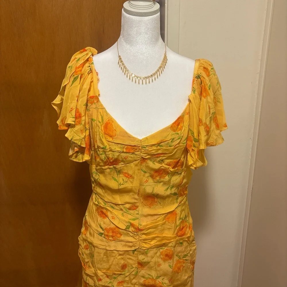 De La Valí Sevilla Apricot Floral Maxi Dress - Picture 2 of 9